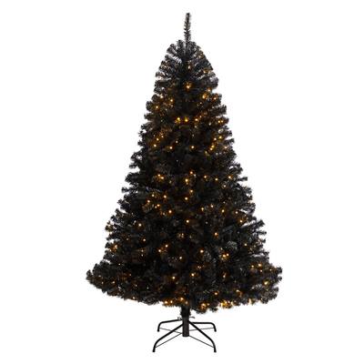 6'Black Artificial Christmas Tree with 400 Clear LED Lights and 1036 Tips