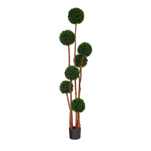 6'Boxwood Ball Topiary Artificial Tree with Natural Trunk UV Resistant (Indoor/Outdoor)