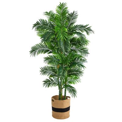 6'Curvy Parlor Artificial Palm Tree in Handmade Natural Cotton Planter