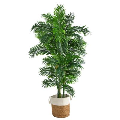 6'Curvy Parlor Artificial Palm Tree in Handmade Natural Jute and Cotton Planter