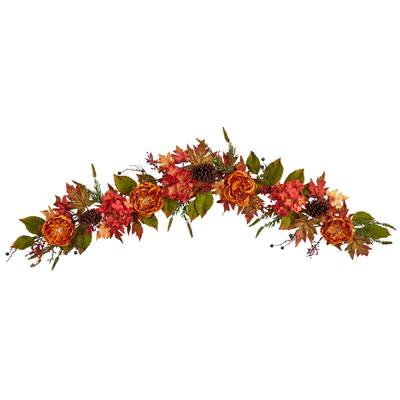 6'Fall Ranunculus, Hydrangea and Berries Autumn Artificial Garland
