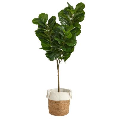 6'Fiddle Leaf Fig Artificial Tree in Handmade Natural Jute and Cotton Planter
