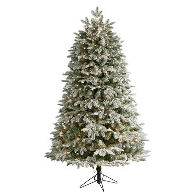 6'Flocked Colorado Mountain Fir Artificial Christmas Tree with 500 Warm White Microdot (Multifunction) LED Lights with Instant Connect Technology and 881 Bendable Branches