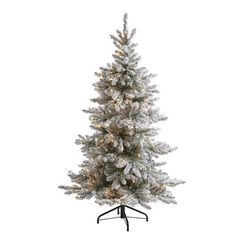 6'Flocked West Virginia Spruce Artificial Christmas Tree with 300 Clear Lights and 850 Bendable Branches