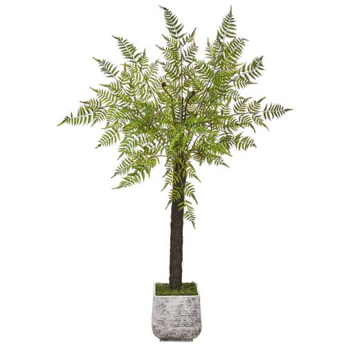 6'Forest Fern Artificial Tree in White Planter