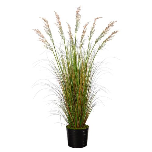 6'Grass Artificial Plant in Black Tin Planter
