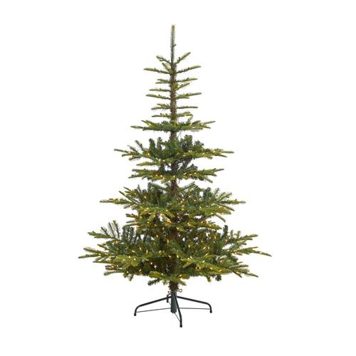 6'Layered Washington Spruce Artificial Christmas Tree with 350 Clear LED Lights and 705 Bendable Branches