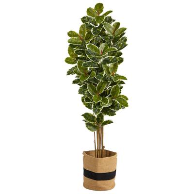 6'Oak Artificial Tree in Handmade Natural Cotton Planter UV Resistant (Indoor/Outdoor)