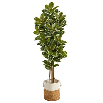 6'Oak Artificial Tree in Handmade Natural Jute and Cotton Planter UV Resistant (Indoor/Outdoor)