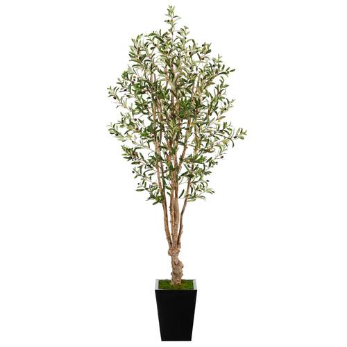 6.5'Olive Artificial Tree in Black Metal Planter