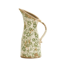 Load image into Gallery viewer, 6.5&quot; Tuscan Ceramic Green Scroll Pitcher Vase
