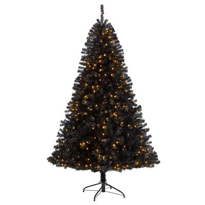 7'Black Artificial Christmas Tree with 500 Clear LED Lights and 1428 Tips
