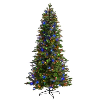 7'Fraser Fir Artificial Christmas Tree with 300 Multicolor LED Lights and 1179 Bendable Branches