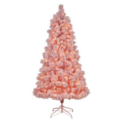 7' Holiday Pink Cashmere Artificial Christmas Tree Artificial with 300 LED lights and 599 Bendable Branches