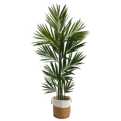 7'Kentia Artificial Palm in Handmade Natural Jute and Cotton Planter