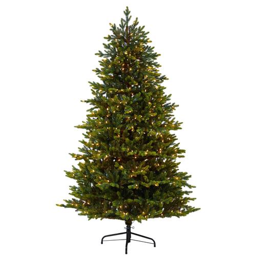 7'North Carolina Fir Artificial Christmas Tree with 550 Clear Lights and 3703 Bendable Branches