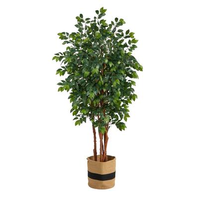 7'Sakaki Artificial Tree in Handmade Natural Cotton Planter