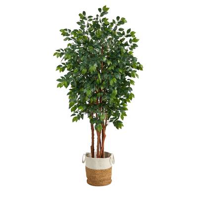 7'Sakaki Artificial Tree in Handmade Natural Jute and Cotton Planter