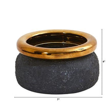Load image into Gallery viewer, 7&quot; Stone Planter with Bronze Rim
