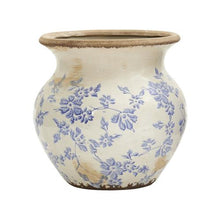 Load image into Gallery viewer, 7&quot; Tuscan Ceramic Blue Scroll Urn Vase
