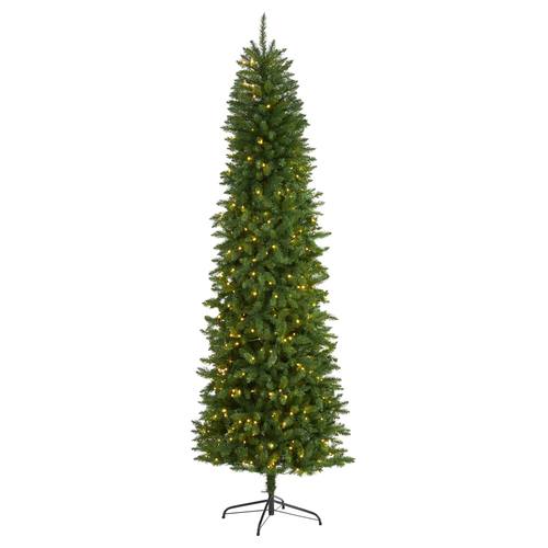 7.5'Slim Green Mountain Pine Artificial Christmas Tree with 350 Clear LED Lights