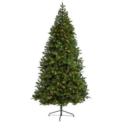 8'Grand Teton Spruce Flat Back Artificial Christmas Tree with 280 Warm White LED Lights and 1208 Bendable Branches
