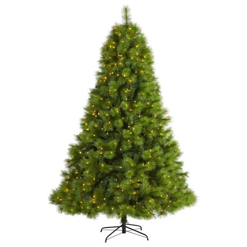 8'Green Scotch Pine Artificial Christmas Tree with 600 Clear LED Lights