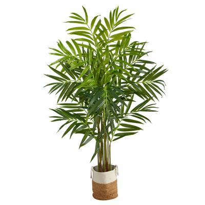 8'King Palm Artificial Tree with 12 Bendable Branches in Handmade Natural Jute and Cotton Planter