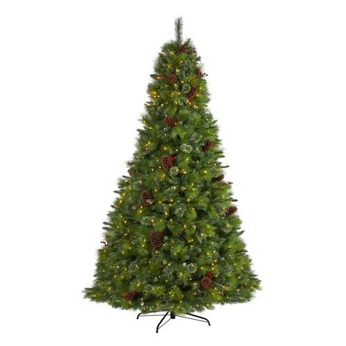 8'Montana Mixed Pine Artificial Christmas Tree with Pine Cones, Berries and 700 Clear LED Lights