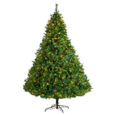 8'West Virginia Full Bodied Mixed Pine Artificial Christmas Tree with 700 Clear LED Lights and Pine Cones