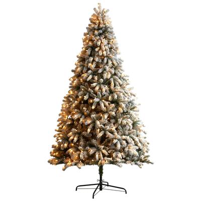9'Flocked South Carolina Spruce Artificial Christmas Tree with 850 Clear Lights and 2329 Bendable Branches