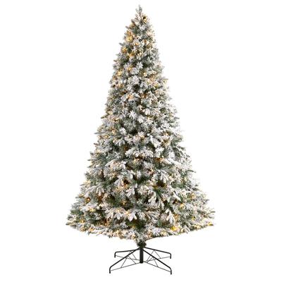 9' Flocked Vermont Mixed Pine Artificial Christmas Tree with 650 LED Lights and 1960 Bendable Branches