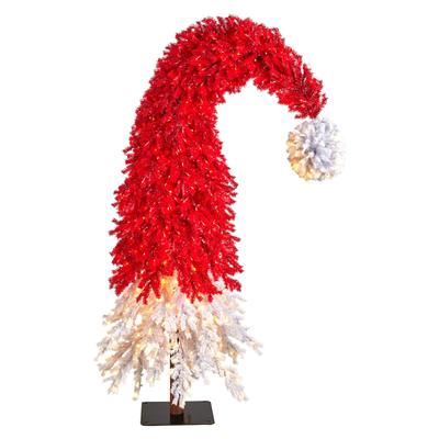 9'Holiday Red Santa’s Hat Christmas Tree with 600 LED lights and 1992 Bendable Branches