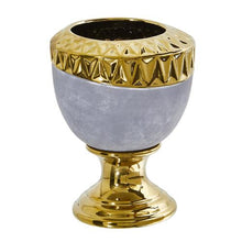 Load image into Gallery viewer, 9.25&quot; Regal Stone Urn with Gold Accents
