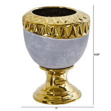 Load image into Gallery viewer, 9.25&quot; Regal Stone Urn with Gold Accents
