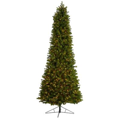 9.5' Slim Colorado Mountain Spruce Artificial Christmas Tree with 1400 (Multifunction with Remote Control) Warm White Micro LED Lights with Instant Connect Technology and 2528 Bendable Branches