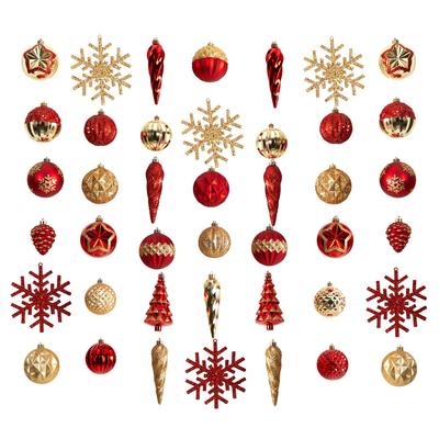 Holiday Deluxe Shatterproof, 52 Count Christmas Tree Ornament Box Set, Re-Useable Container