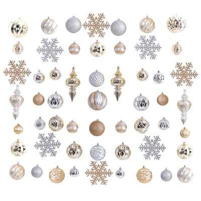 Holiday Deluxe Shatterproof, 81 Count Christmas Tree Ornament Box Set, Re-Useable Container