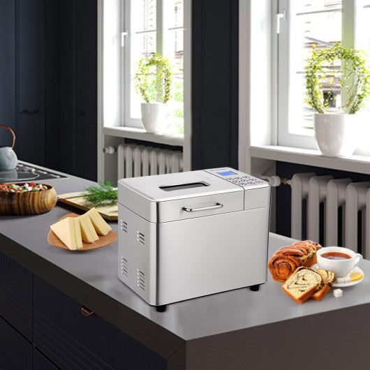 2 LB Stainless Steel Automatic Bread Maker Programmable Bread Machine