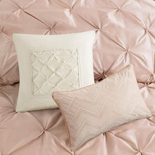 Load image into Gallery viewer, Madison Park Laurel 100% Polyester Polyoni Pieced With Tufted 7 Piece Comforter Set - Full - Blush MP10-6644 By Olliix
