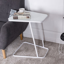 Load image into Gallery viewer, Modern C Shape Glass Steel Accent End Table-White
