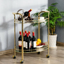 Load image into Gallery viewer, 2 Tier Kitchen Bar Serving Cart with Glass Shelves
