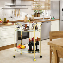 Load image into Gallery viewer, 2 Tier Kitchen Bar Serving Cart with Glass Shelves
