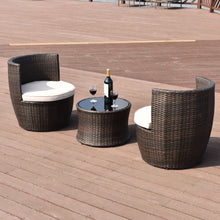Load image into Gallery viewer, 3 pcs Patio Rattan Stackable Furniture Set
