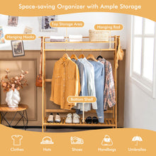 Load image into Gallery viewer, Bamboo Clothing Rack with Storage Shelves-Natural

