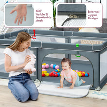 Load image into Gallery viewer, Portable Extra-Large Safety Baby Fence with Ocean Balls and Rings-Gray
