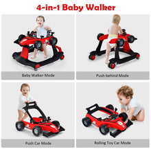 Load image into Gallery viewer, 4-in-1 Foldable Activity Push Walker with Adjustable Height-Red
