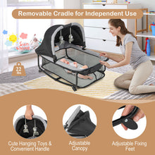 Load image into Gallery viewer, 5-in-1 Portable Baby Playard with Cradle and Storage Basket-Black
