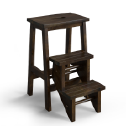 3-in-1 Rubber Wood Step Stool with Convenient Handle-Brown