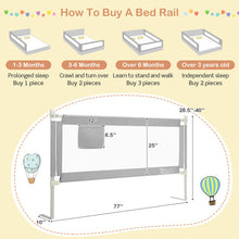 Load image into Gallery viewer, 76.8  Inch Baby Bed Rail with Double Safety Child Lock-Gray
